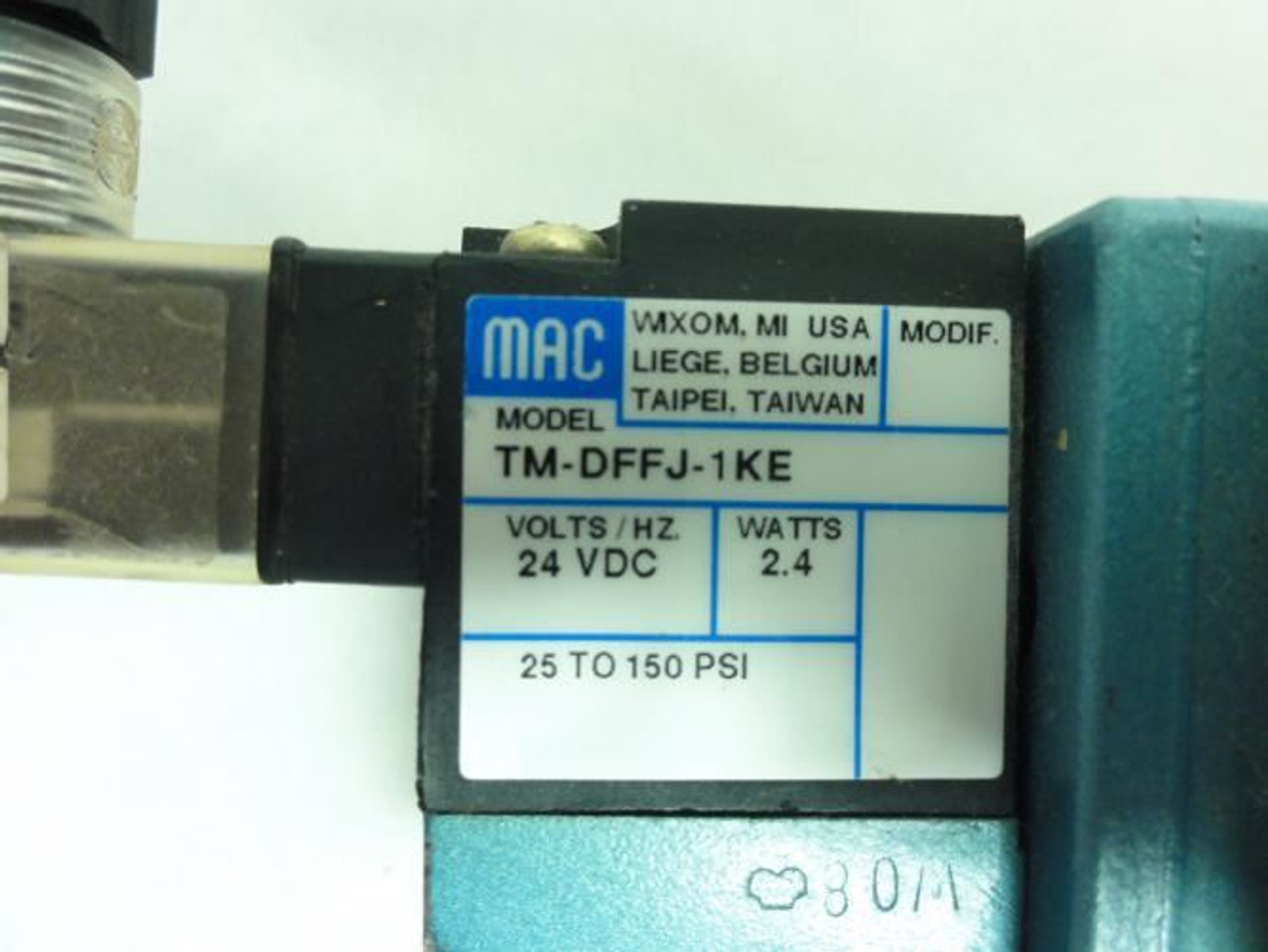 MAC 82A-AB-000-TM-DFFJ-1KE; Solenoid Valve Assembly 24VDC; 2.4W