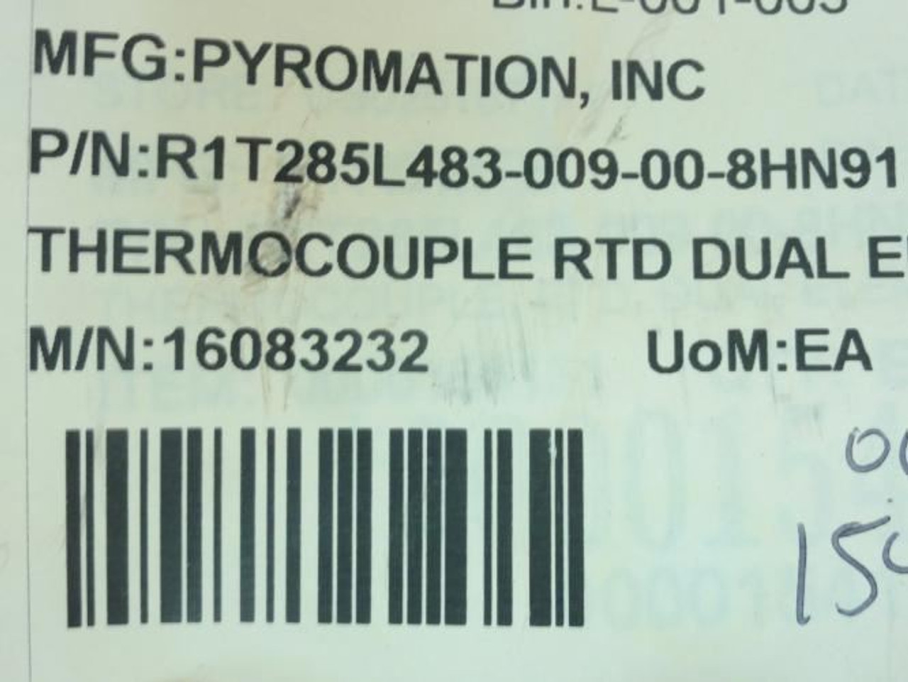 Pyromation R1T285L483-009-00-8HN91; RTD Element; 1/4" Sheath OD