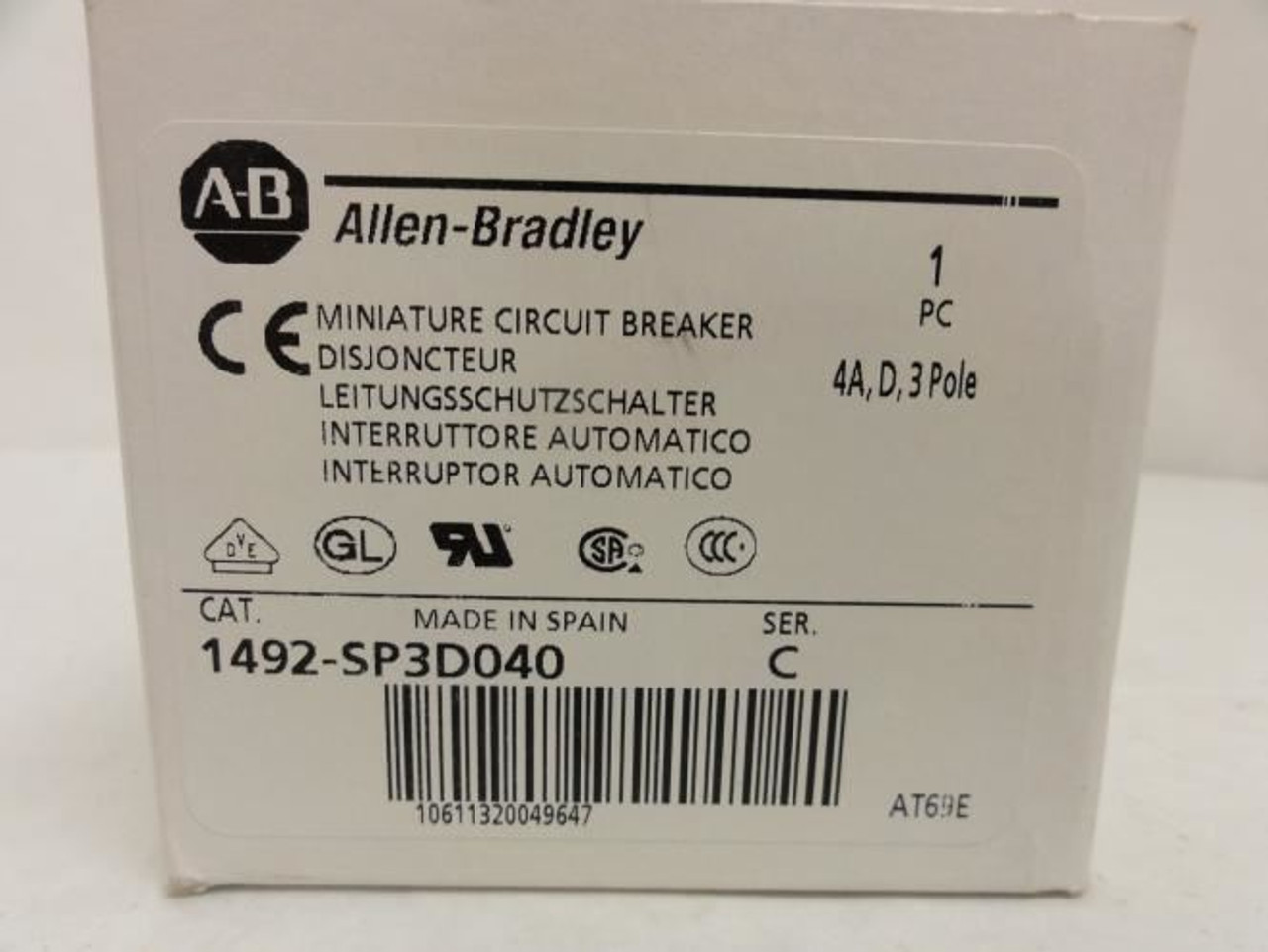 Allen-Bradley 1492-SP3D040; Mini Circuit Breaker; 4A; 415V; 3P