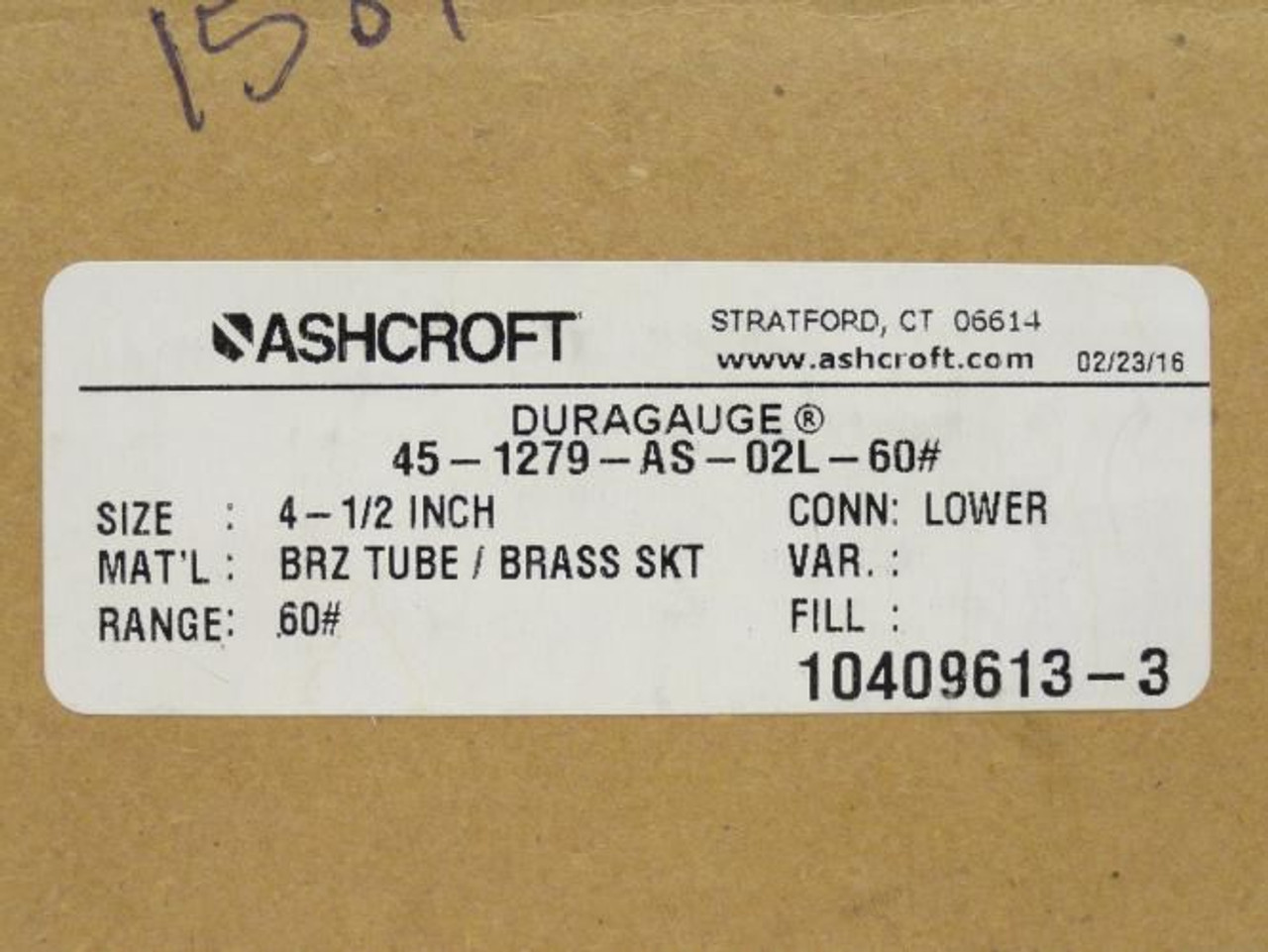 Ashcroft 45-1279-AS-02L-60; Pressure Gauge; 0-60PSI; 1/4NPT