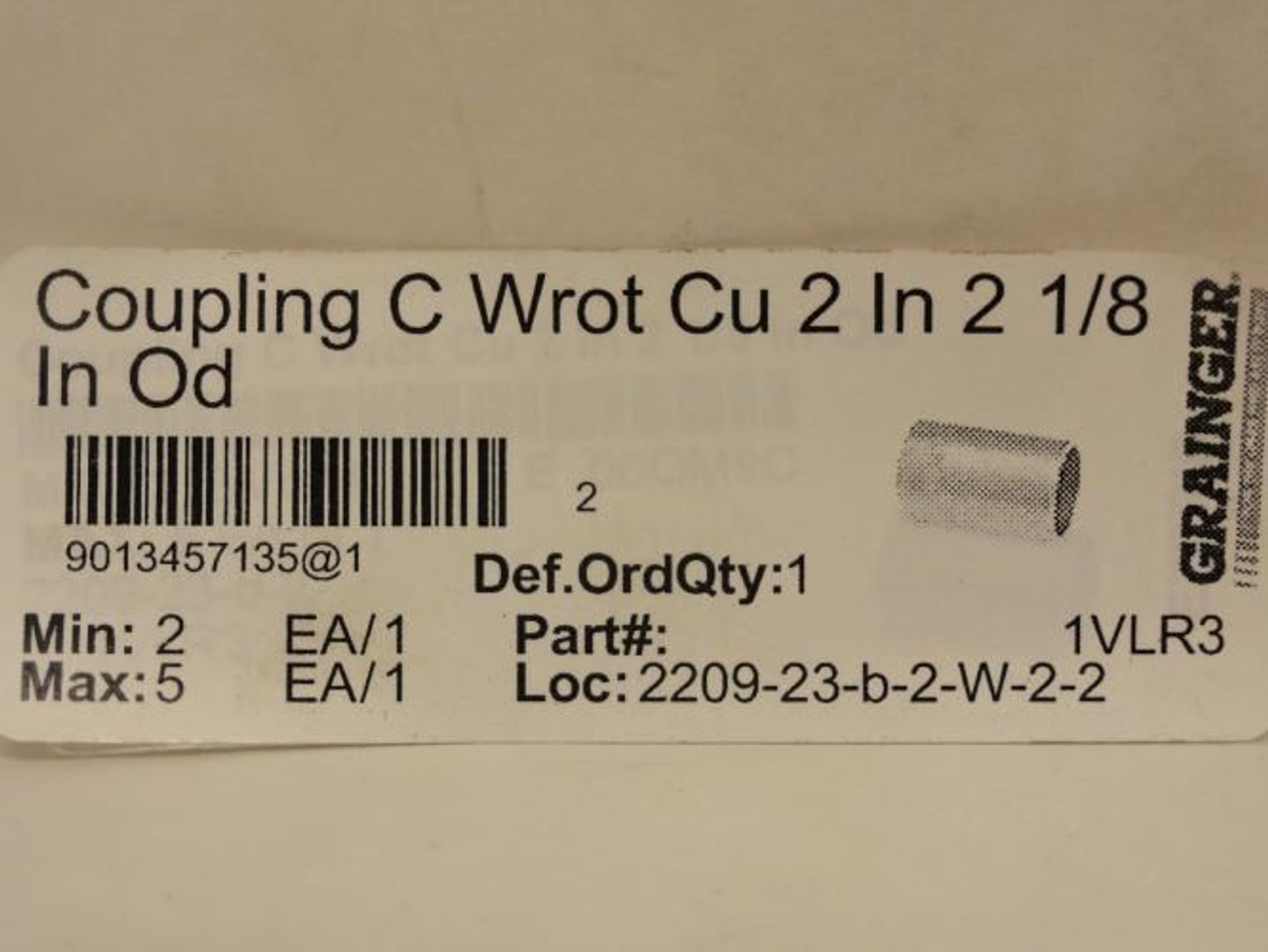 Nibco 601 2; Wrot Copper Coupling W/O Stop; Size: 2"