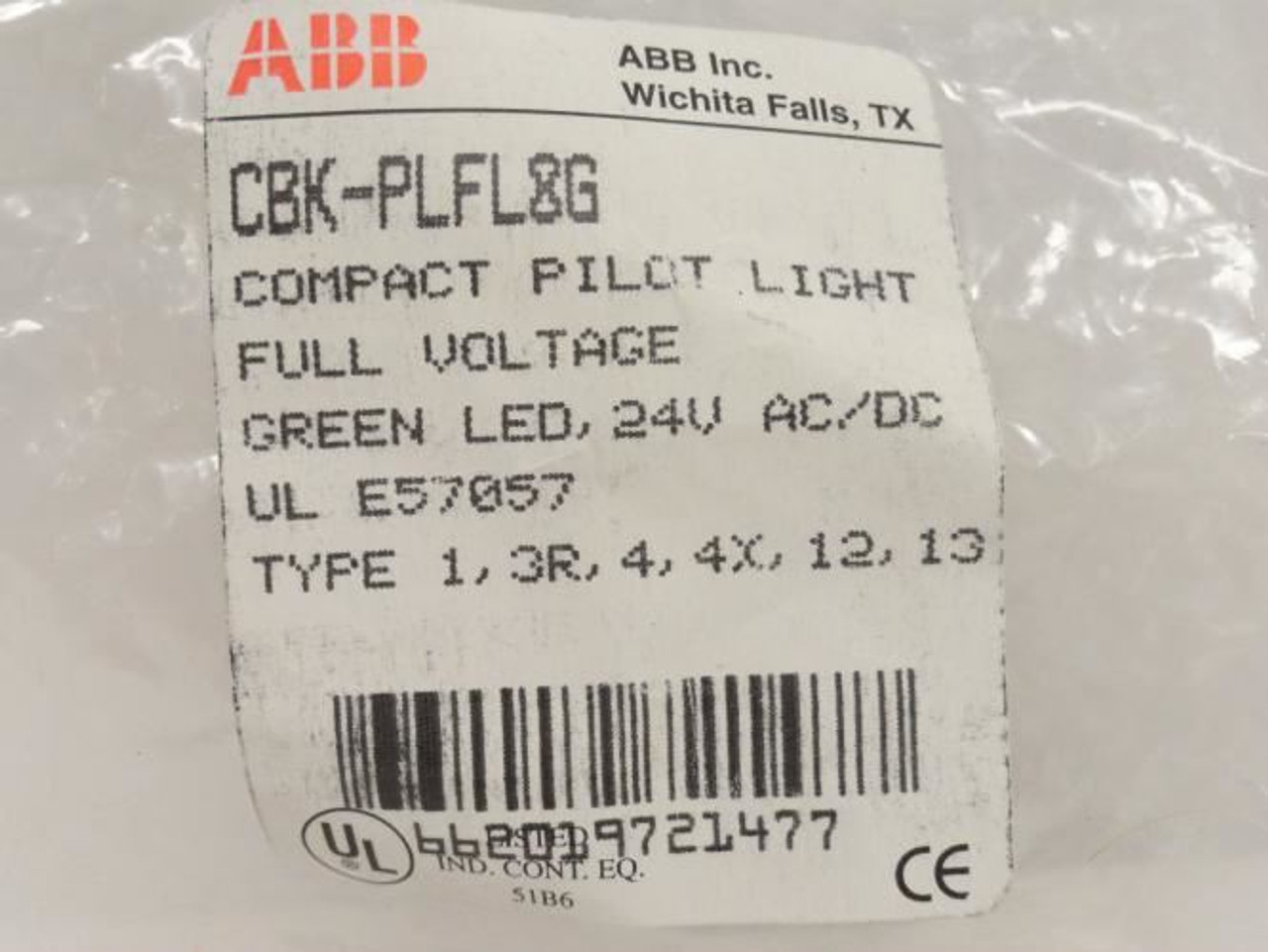 ABB CBK-PLFL8G; Compact Pilot Light; Green; 24VAC/DC