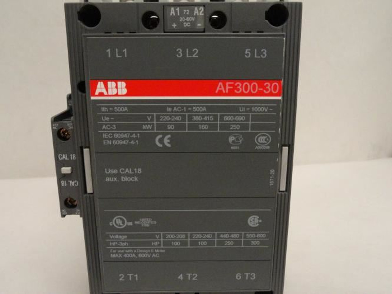 ABB 1SFL557001R7211; Contactor; 280A; 3P; 440V; Coil: 20-60VDC