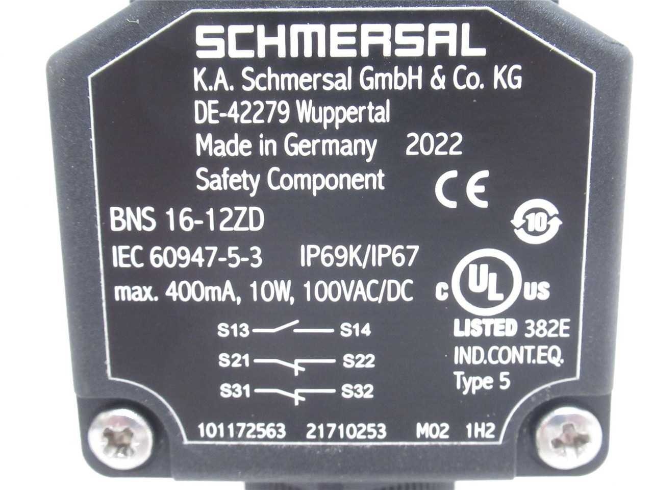 Schmersal BNS16-12ZD; Safety Sensor 10W; 100VAC/DC; 1-NO/2-NC