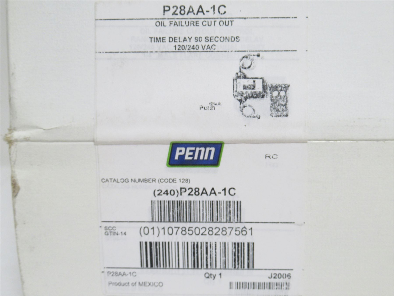 Penn P28AA-1; Oil Failure Cut Out Switch Assy; 120/240VAC