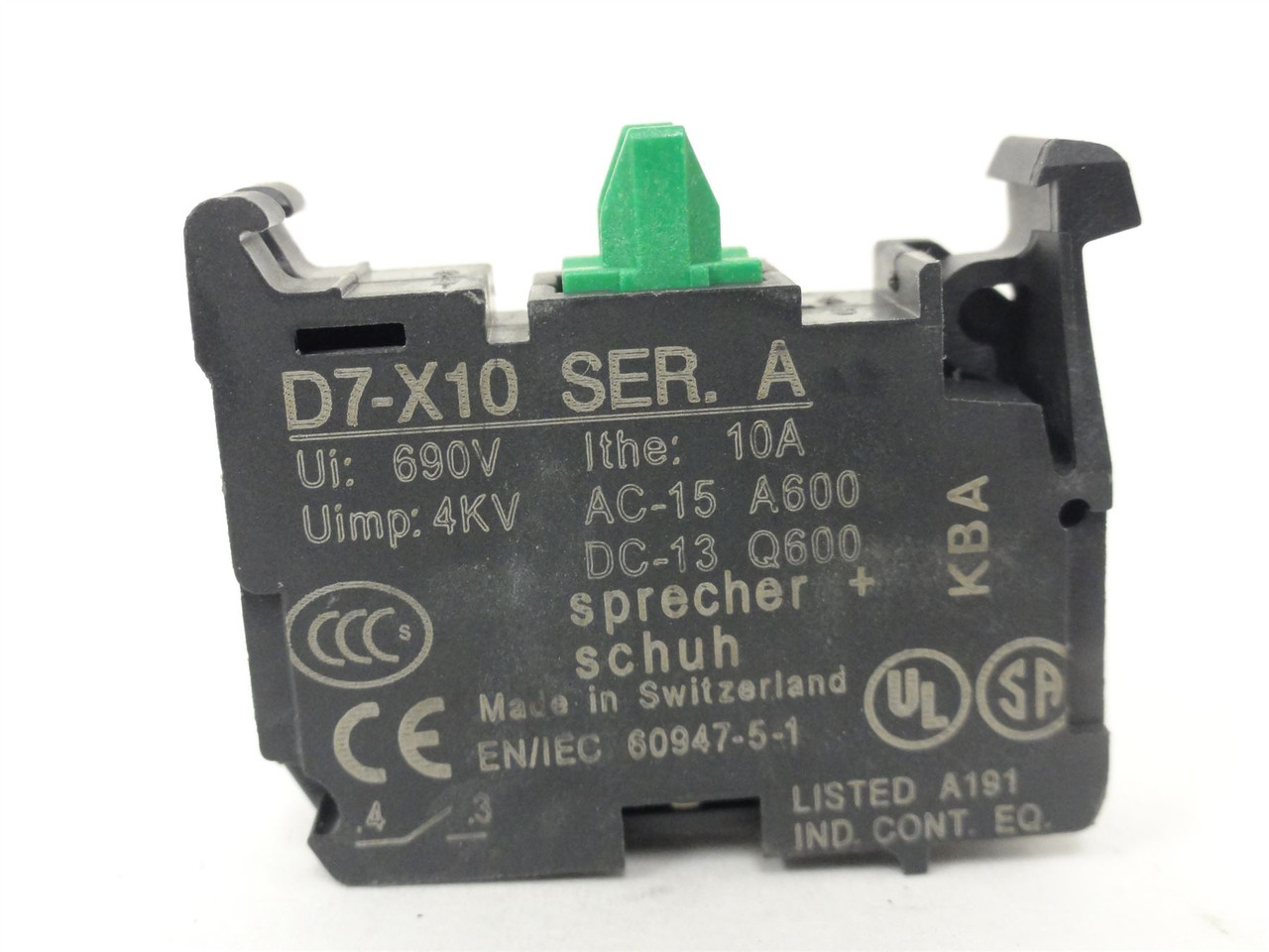 Sprecher+Schuh D7-X10; Contact Block; 690V; 10A