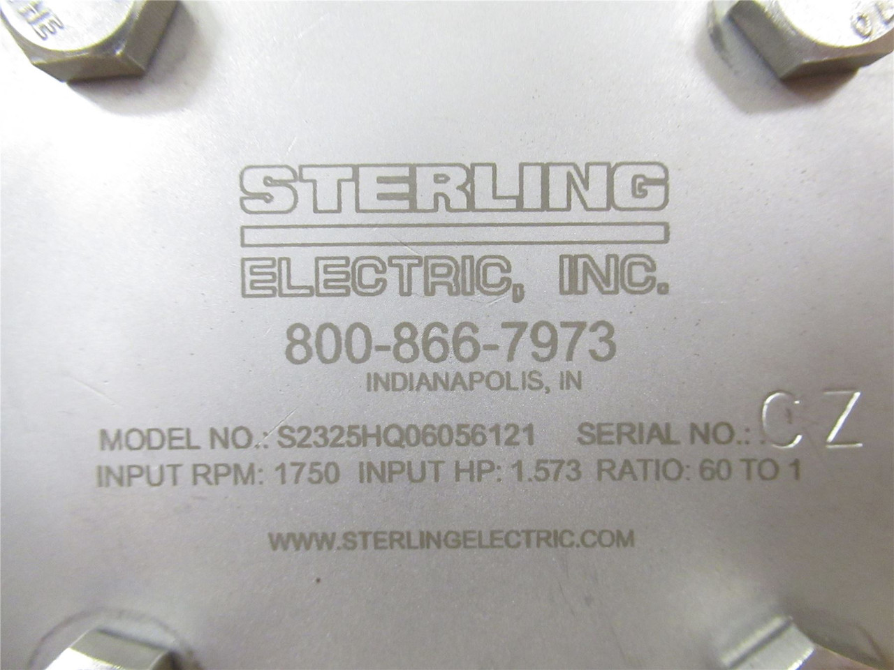 Sterling S2325HQ06056121; Gearbox SS; RA; 60:1 Ratio; 1750RPM