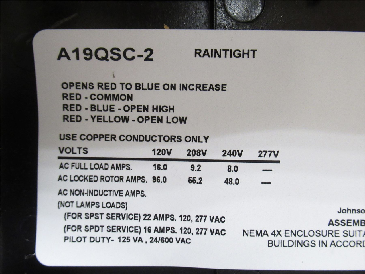 Penn A19QSC-2; Temp Controller 100-250Deg Fahrenheit;120-277V