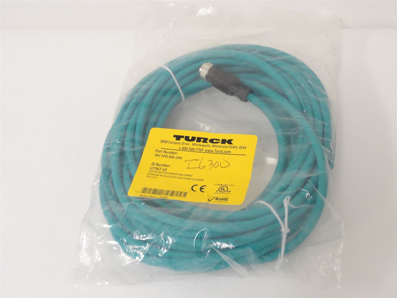 Turck RKC RJ45 840-10M; Ethernet Cordset; 10M Length 42V 1.5A