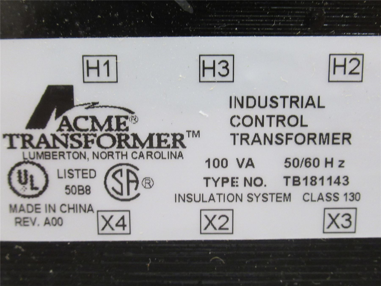 Acme TB181143; Control Transformer 100vA; 120x240VAC Primary