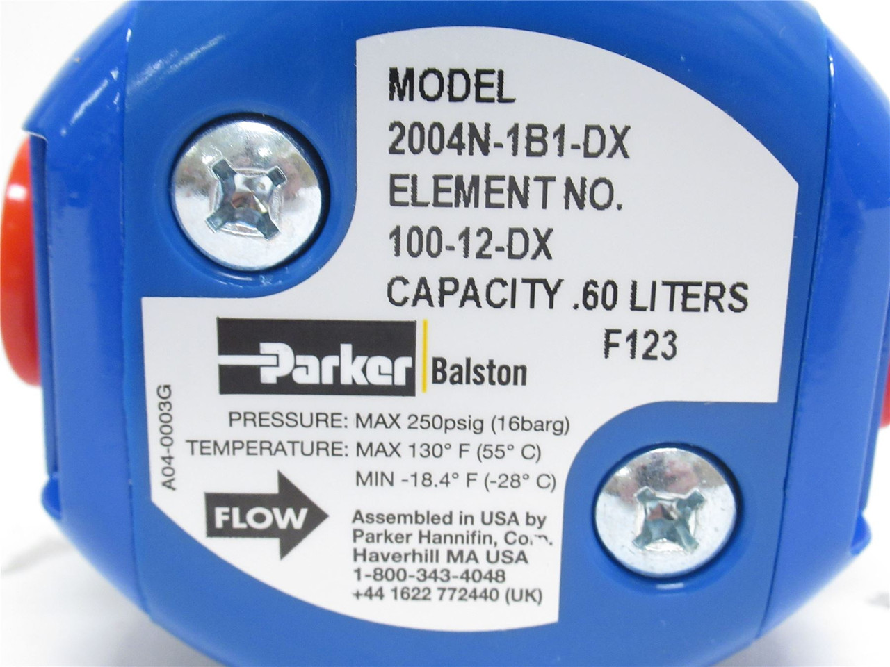 Parker 2004N-1B1-DX; Compressed Air Filter; 63CFM; 250PSI