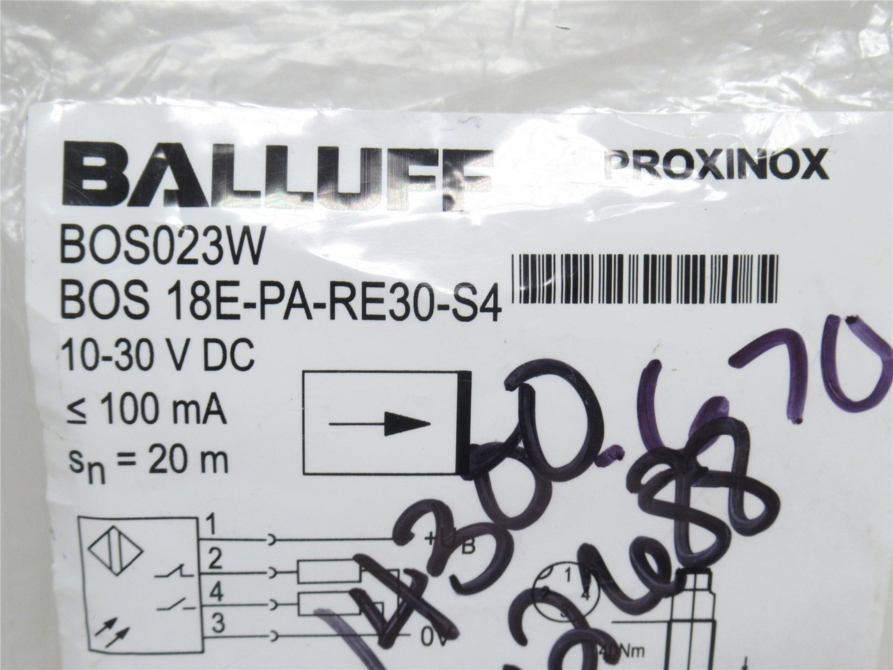 Balluff BOS18E-PA-RE30-S4; Photo Sensor BOS023W; 10-30VDC