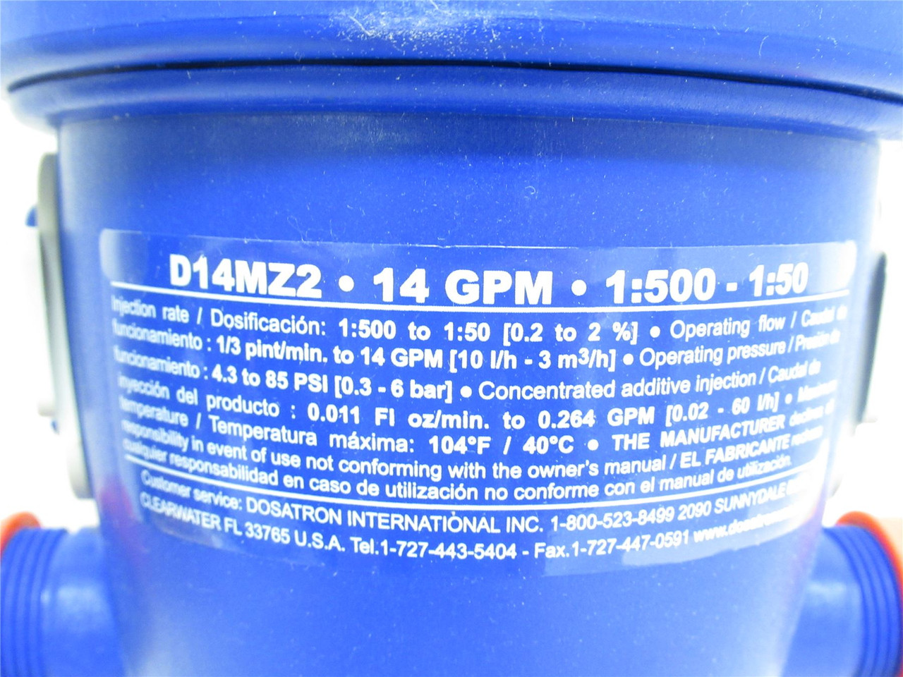 Dosatron D14MZ2VFIIK; Liquid Injection Mod; 3/4NPT 14GPM 85PSI