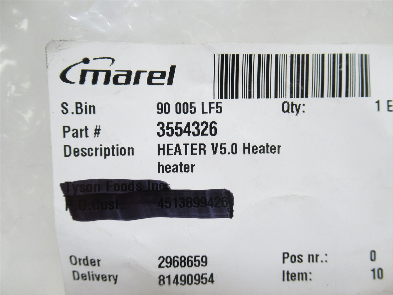 Marel 3554326; Multihead Weigher Heater