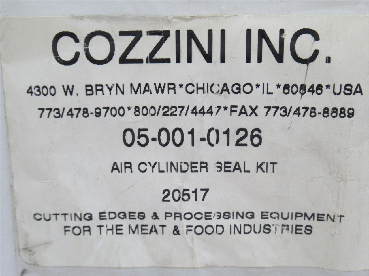Cozzini 05-001-0126; Lot-2; Air Cylinder Seal Kit; Size: 2"
