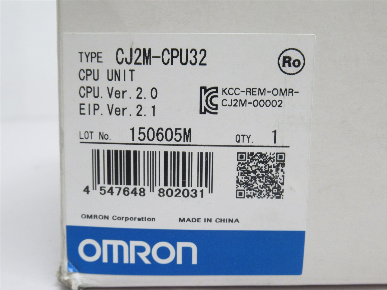 Omron CJ2M-CPU32; Programmable CPU; 10K Steps