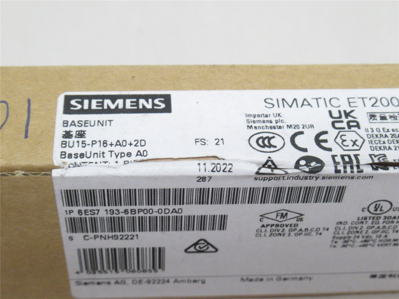 Siemens 6ES7193-6BP00-0DA0; Terminal Block Base Unit