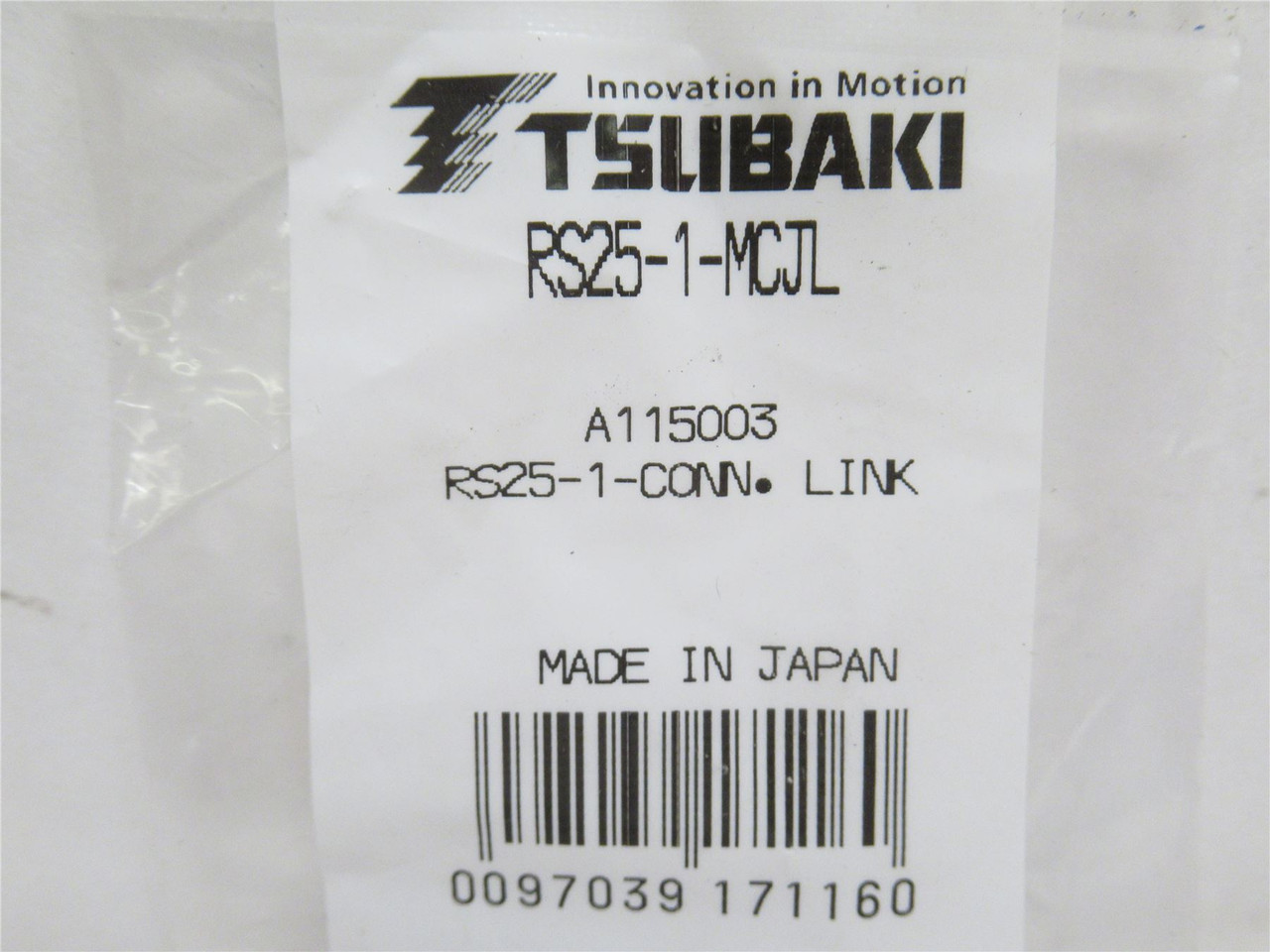 Tsubaki RS25-SS-1-CL; Lot-3 Connecting Links #25; Single Row