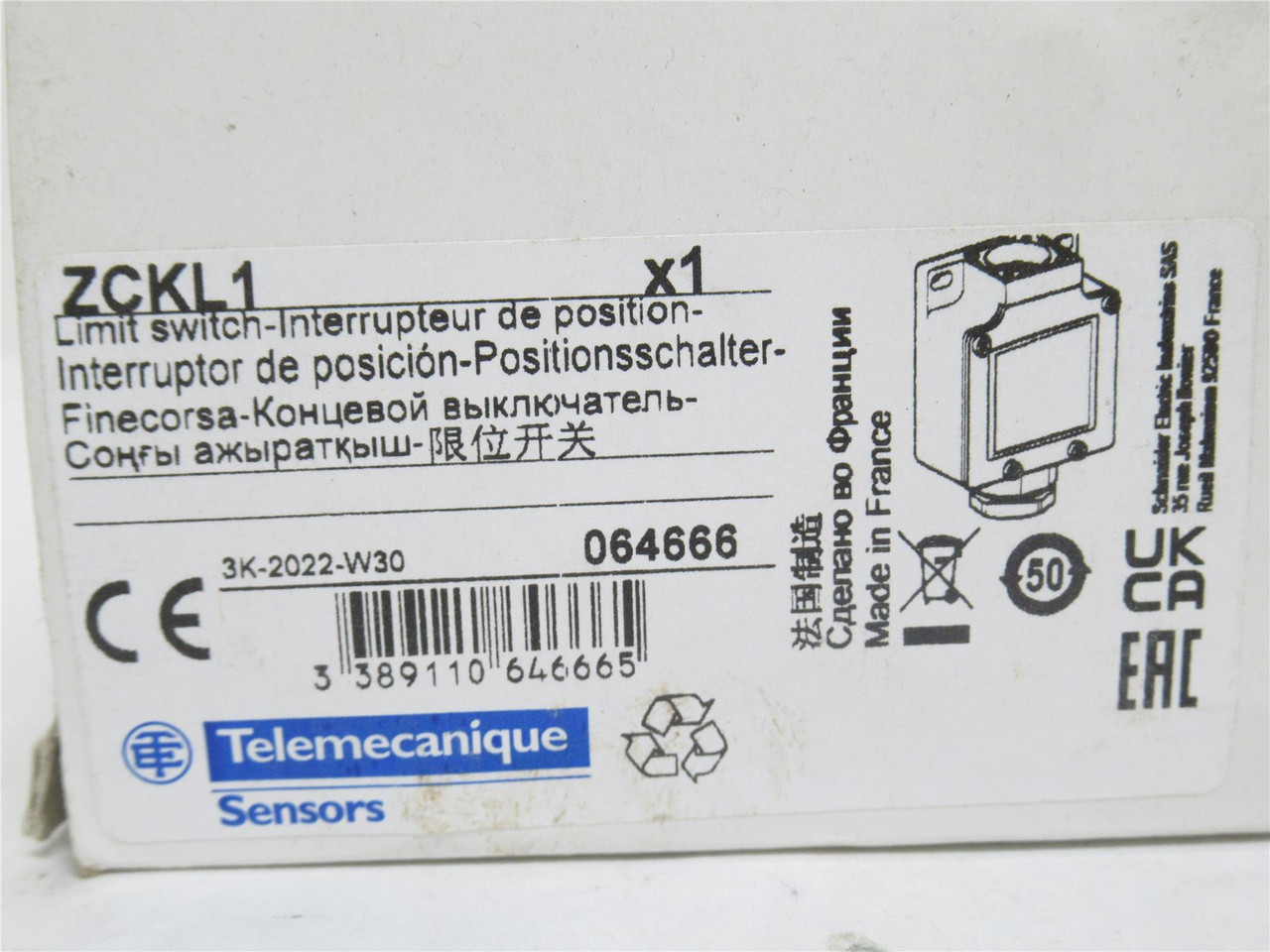 Telemecanique ZCKL1; Limit Switch Body; 3A; 240VAC
