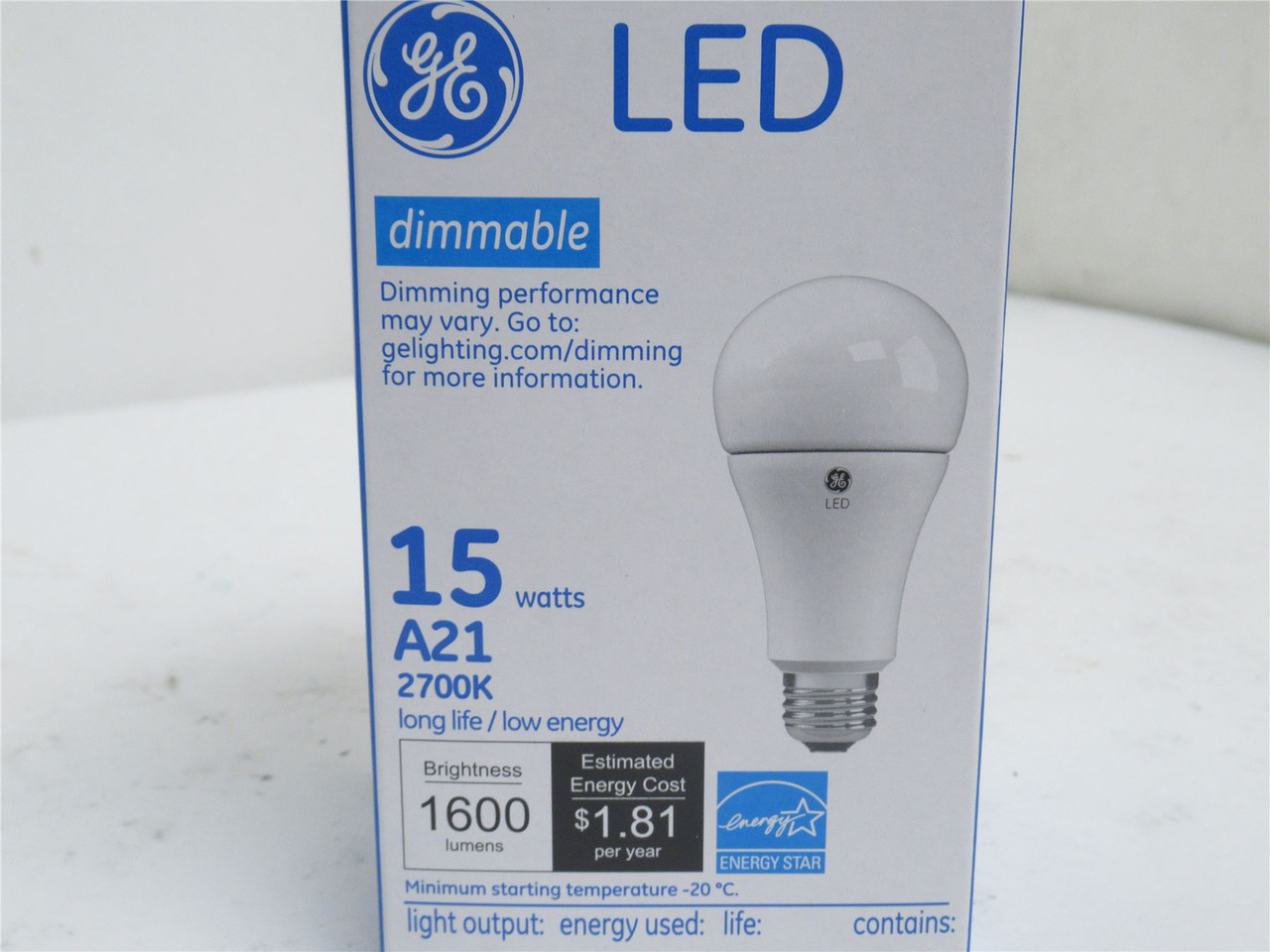 GE 76038; Lot-6 LED Bulbs; 15 Watts; 1600 Lumens; Dimmable