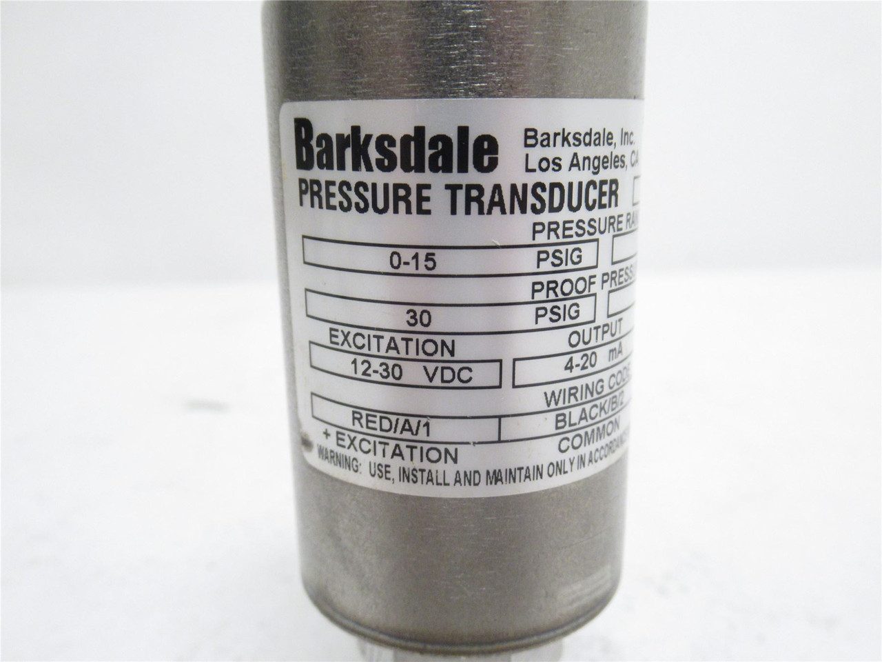 Barksdale 425T4-01; Amplified Transducer; 0-15PSI; 12-30VDC