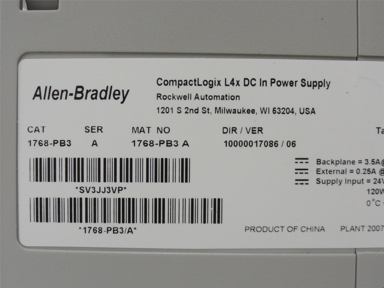 Allen-Bradley 1768-PB3; Power Supply; 24VDC; 90W