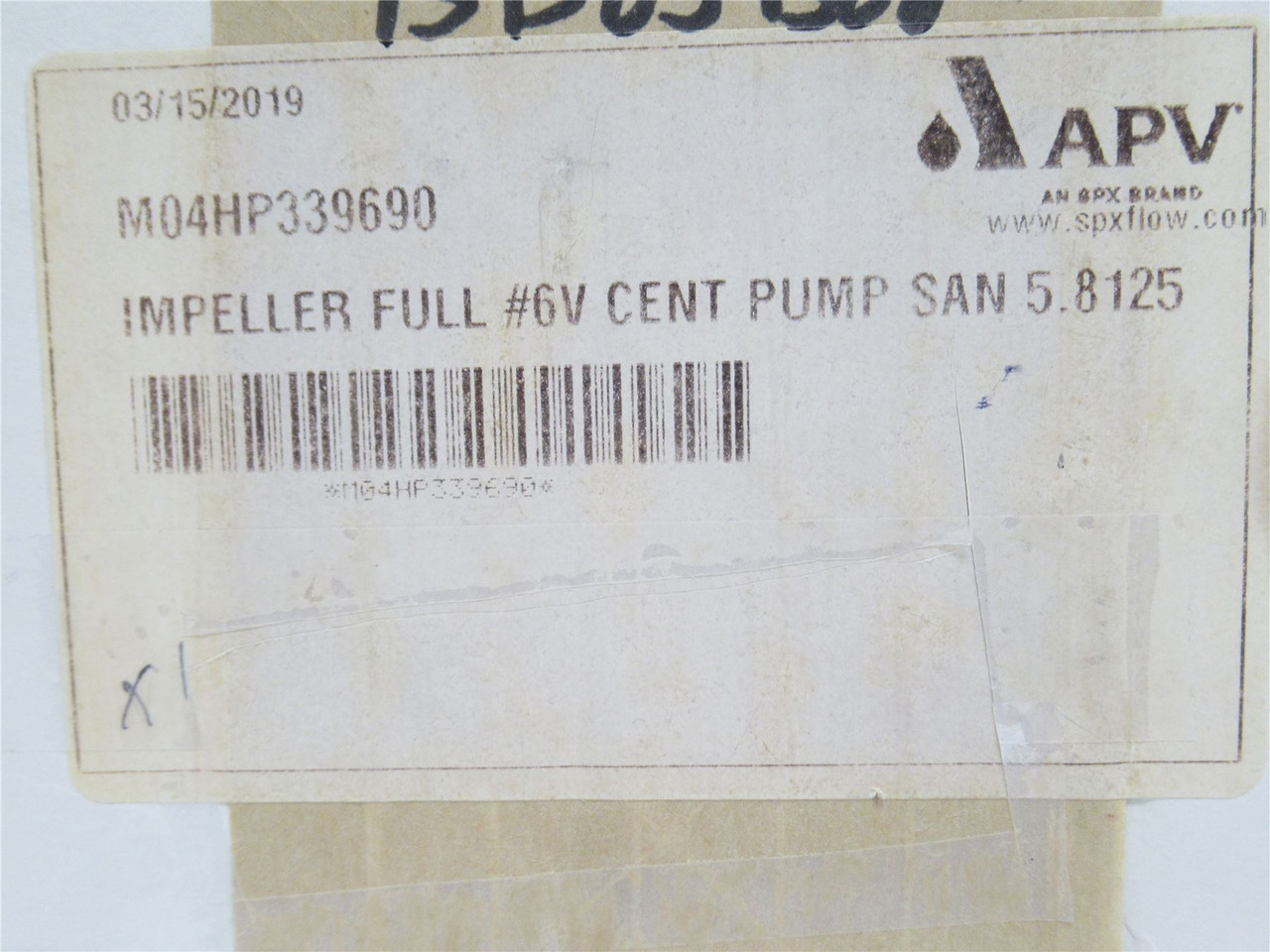 APV M04HP339690; Full Impeller #6V Cent Pump SAN 5.8125; SS