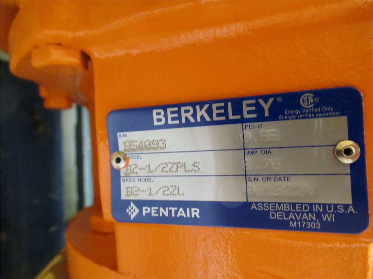 Berkeley B2-1/2ZPLS; Centrifugal Pump 2-1/2"; 25HP; 230/460V
