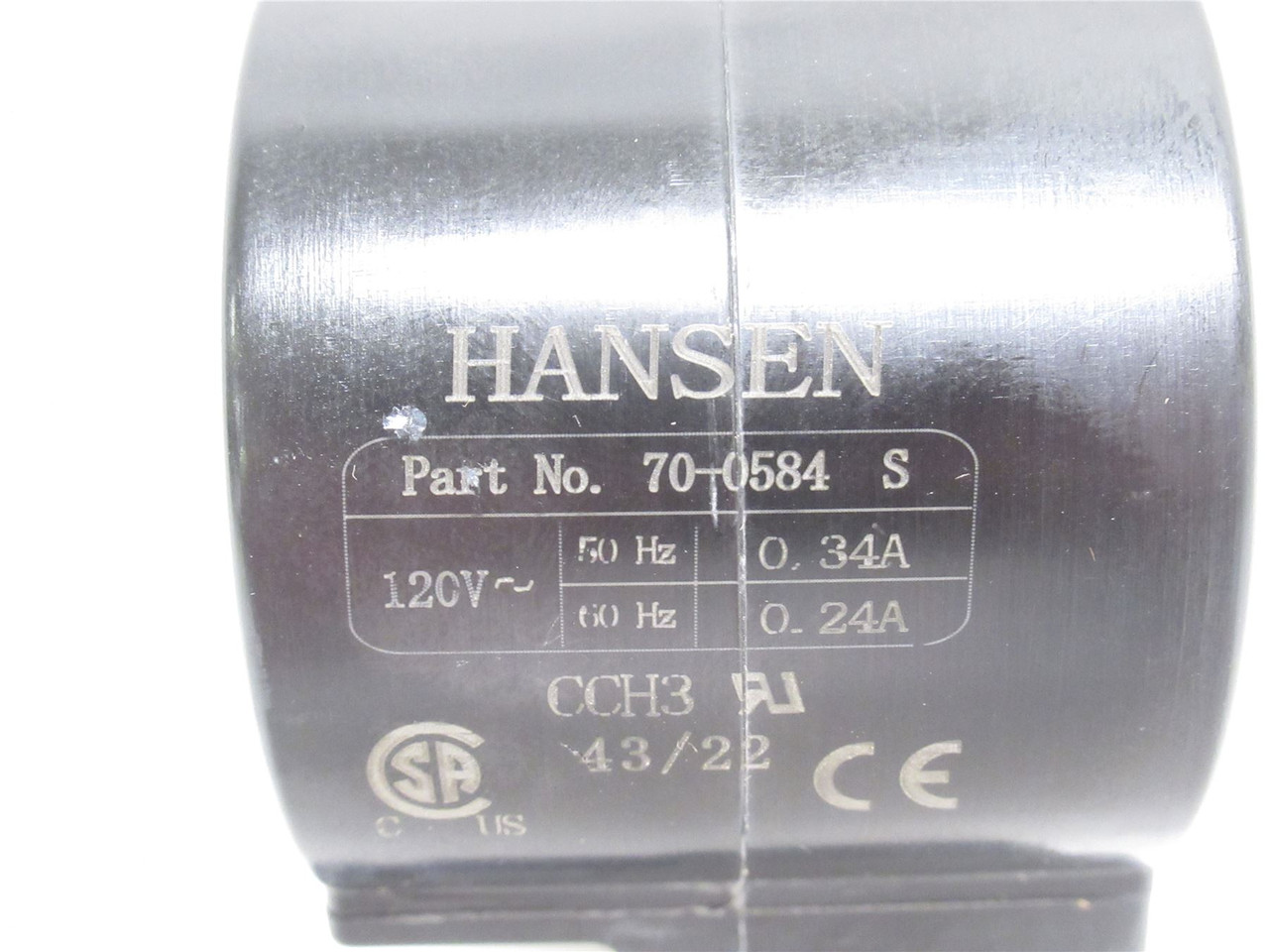 Hansen 70-0584; Hydraulic Solenoid Coil; 120VAC; 15mmID