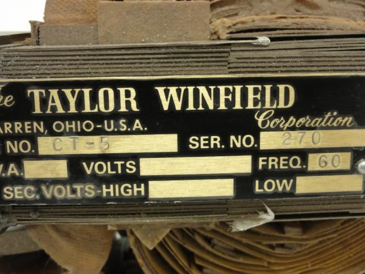 Taylor Winfield U-13935; Transformer; CT-5
