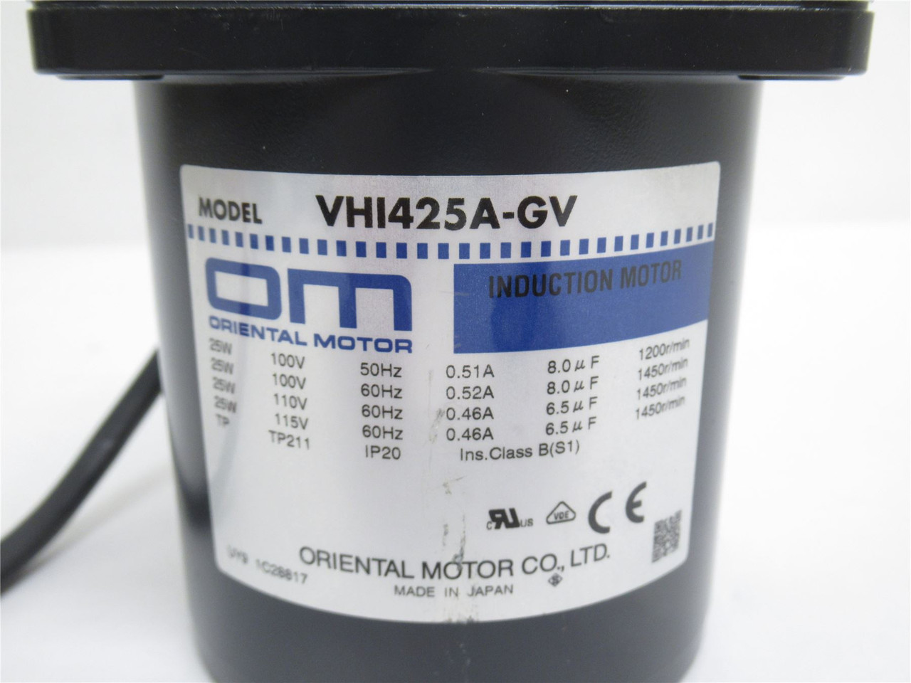 Oriental VHI425A-GV; AC Gearmotor 25W; 100-115V; 6:1 Ratio