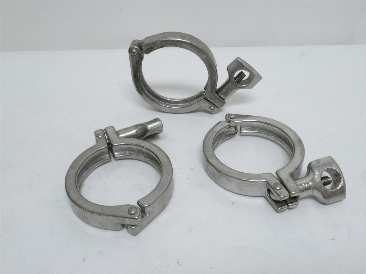 MFG- 13MHHM250; Lot-3 Single Pin Pipe Clamps; 2-1/2"; SS; Mixed MFG