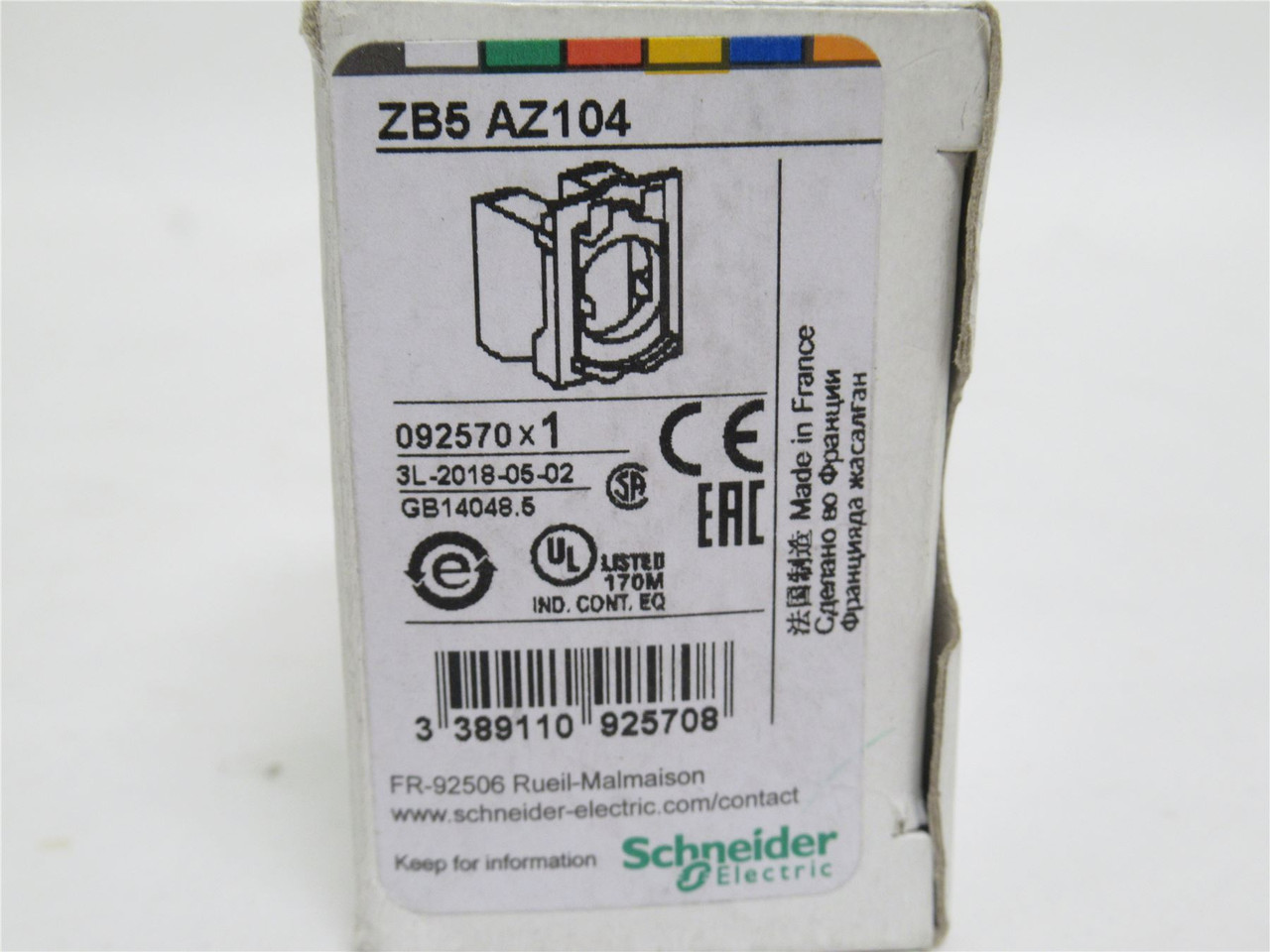 Schneider ZB6AZ104; Lamp Module 092570; 10A; 600V