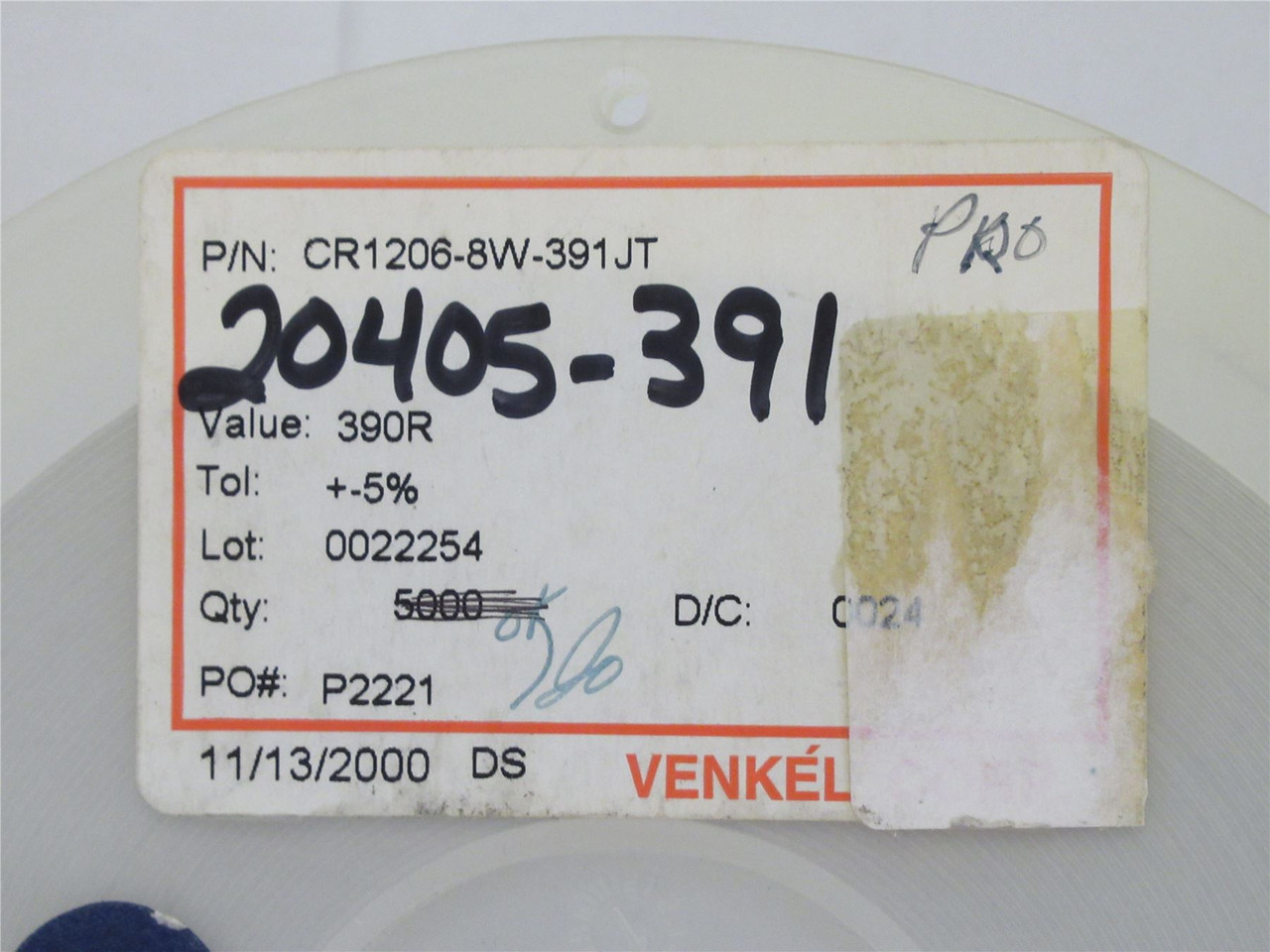 Venkel CR1206-8W-391JT; Lot-4000 Chip Resistor; 390ohm