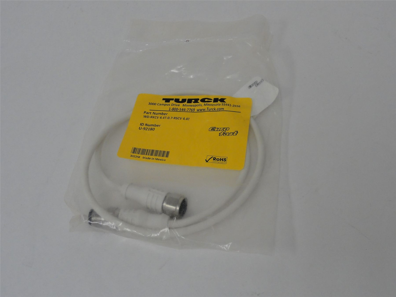 Turck WD-RKCV 4.4T-0.7-RSCV 4.4T; Cordset U-92180; .7M Length