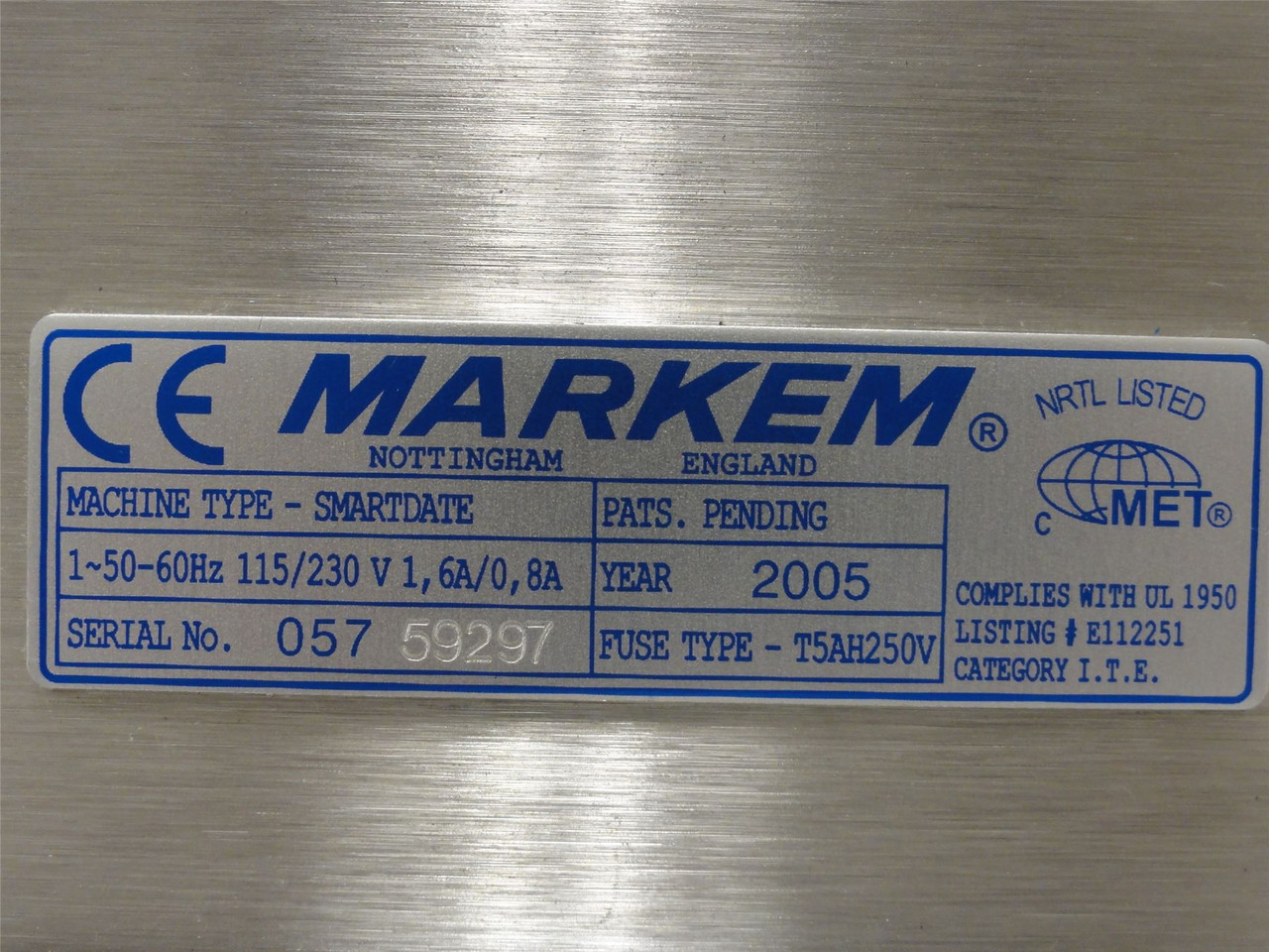 Markem Smartdate; Printer Controller; E112251; 115/230V