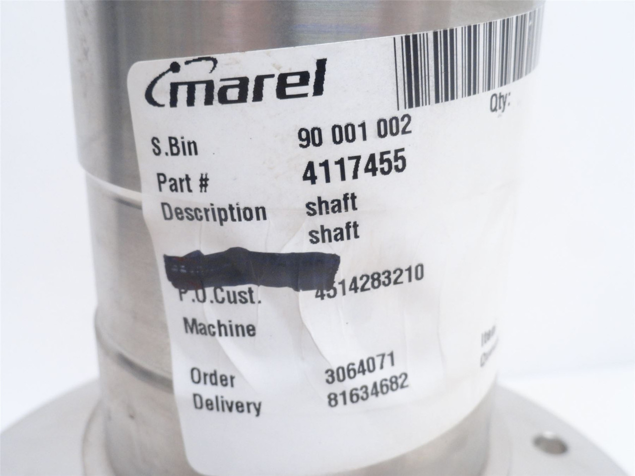 Marel 4117455; Shaft Transfer Hub Assy; SS; 60mmID
