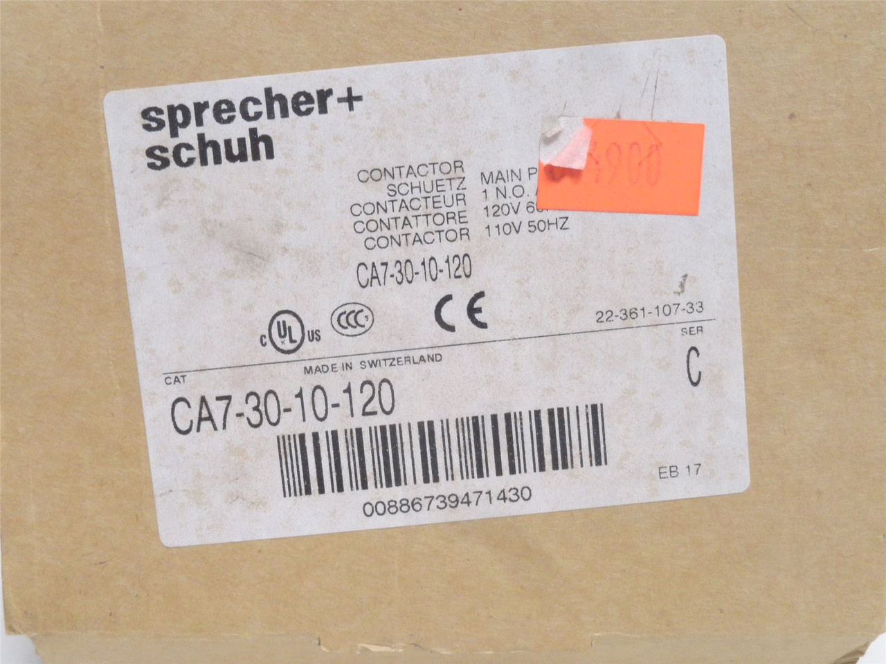 sprecher+schuh CA7-30-00-120; Contactor 30A; 600VAC Coil: 120V
