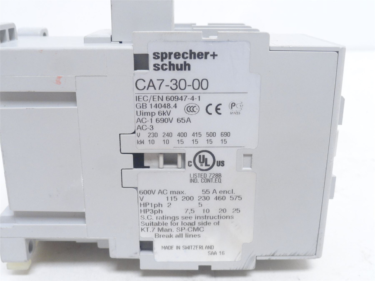 sprecher+schuh CA7-30-00-120; Contactor 30A; 600VAC Coil: 120V
