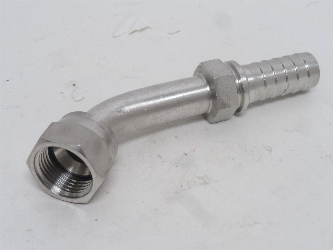 Gates 12B-12FJX45S-SS ; Tube Elbow SS 45Deg 3/4JIC x 3/4 Barb