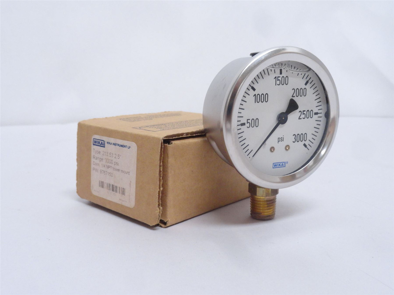 Wika 9767150; Liquid Filled Pressure Gauge; SS; 3000PSI