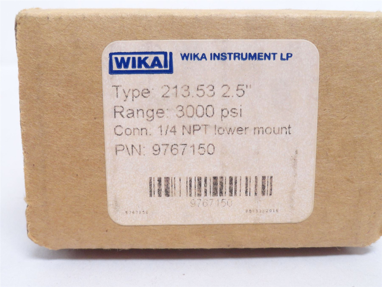 Wika 9767150; Liquid Filled Pressure Gauge; SS; 3000PSI