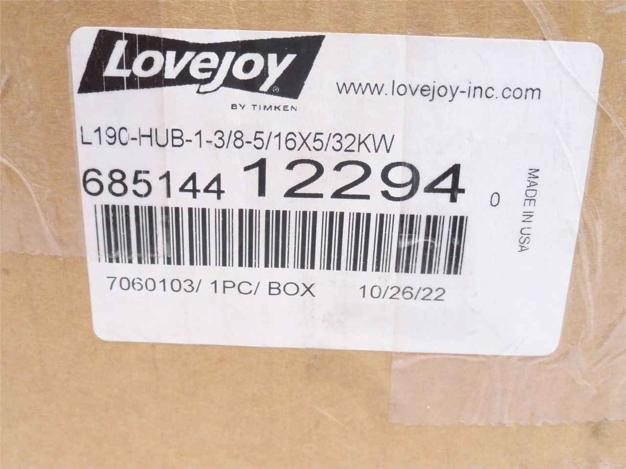 Lovejoy L-190 X 1-3/8; Jaw Coupling Hub 1-3/8"ID; 4" Hub OD