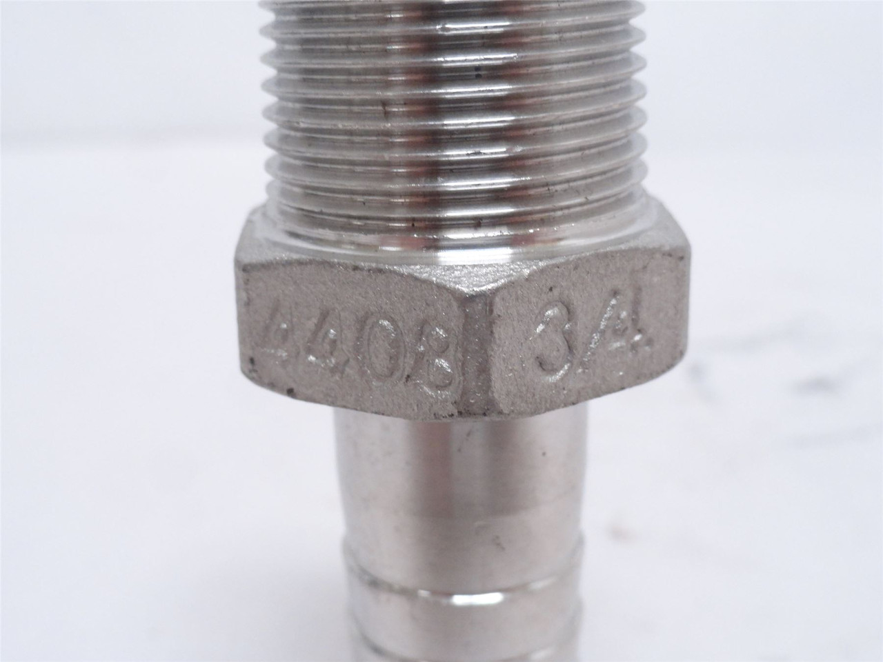 MFG- HB075SS; Barbed Hose Fitting; SS; 3/4" Tube x 3/4NPT