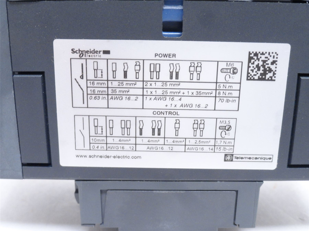Schneider LC1D40AG7; Contactor; 60A; 3P; 600VAC; Coil: 120VAC