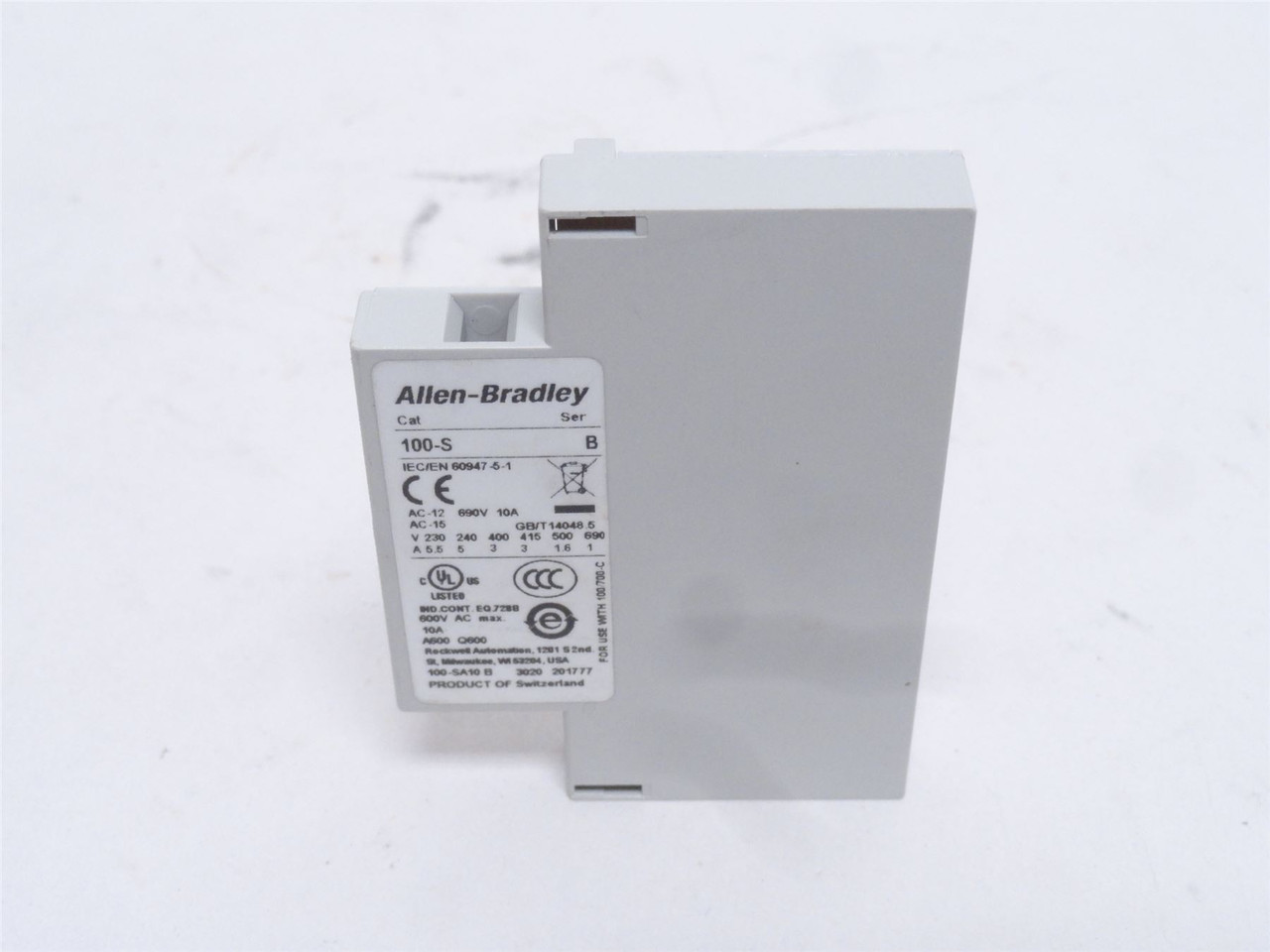 Allen-Bradley 100-SA10; Auxialary Contact; 10A; 600VAC; 1-NO