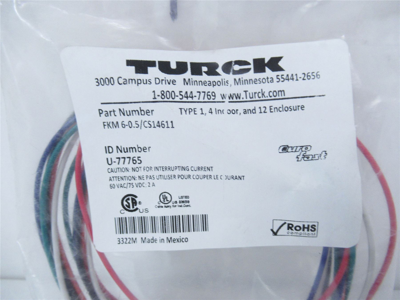 Turck FKM 6-0.5/CS14611; Cable FemaleReceptacle2A 60VAC/75VDC