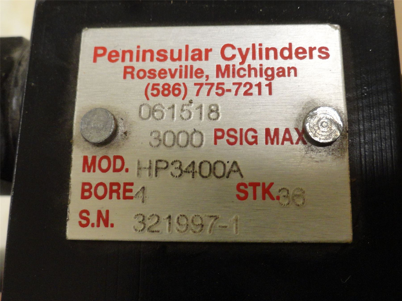 Peninsular HP3400A; Hydraulic Cylinder; 4"ID x 36" Stroke
