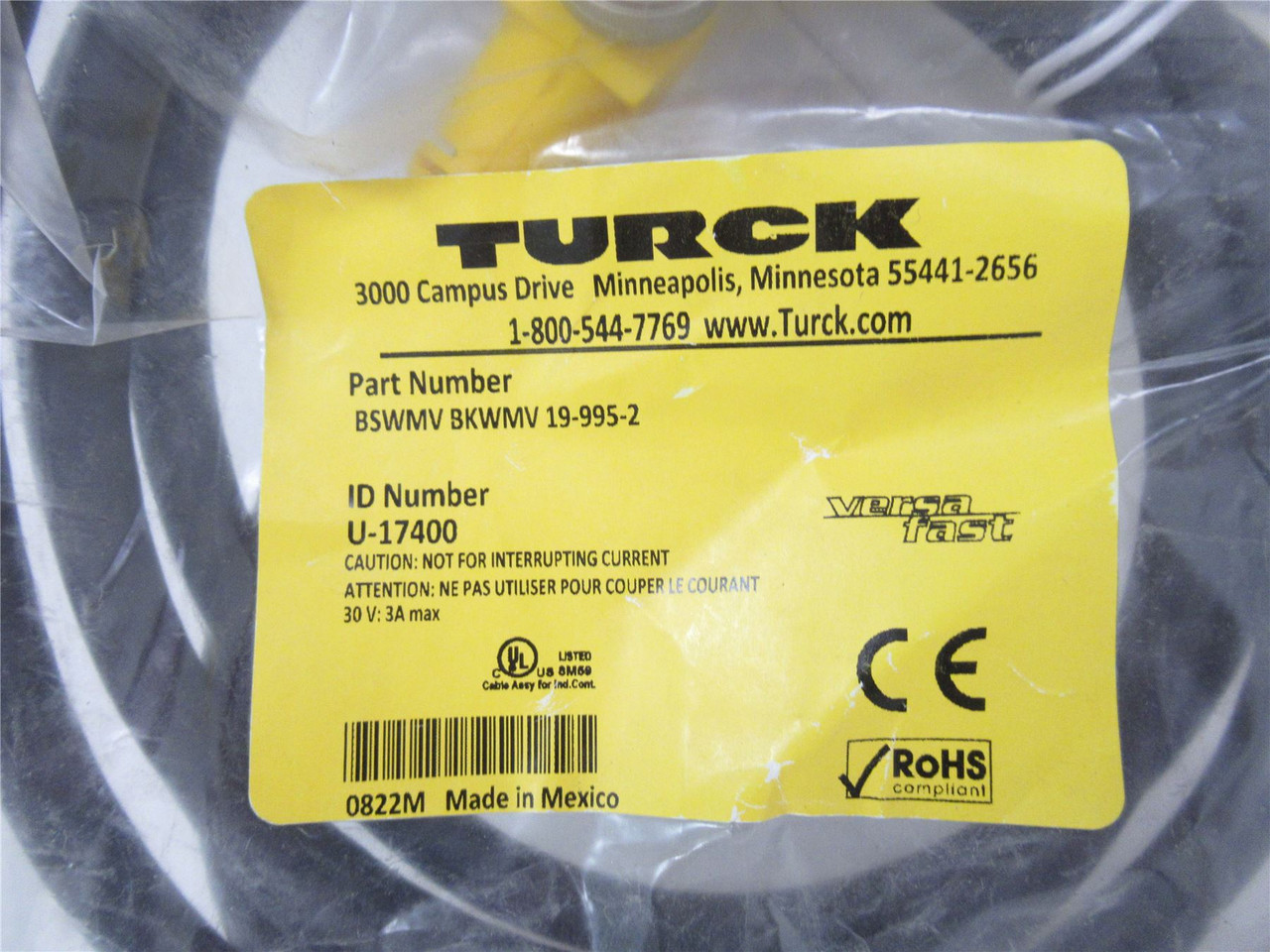 Turck BSWMV 19-995-2; Cable Two Right Angle Connectors
