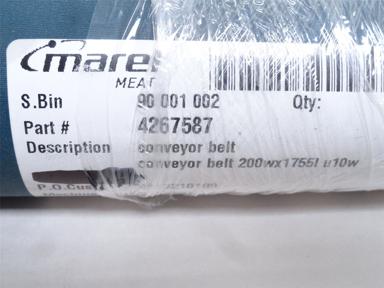Marel 4267587; Green Conveyor Belt; 200mm Wide x 1755mm Long